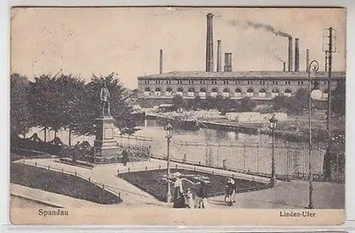 62705 Ak Spandau Linden-Ufer mit Fabrik 1914