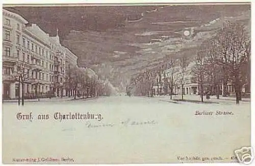 08689 Mondscheinkarte Gruß aus Charlottenburg 1898