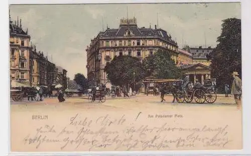 93487 AK Berlin - Am Potsdamer Platz, Palast Hotel davor Straßenleben 1903