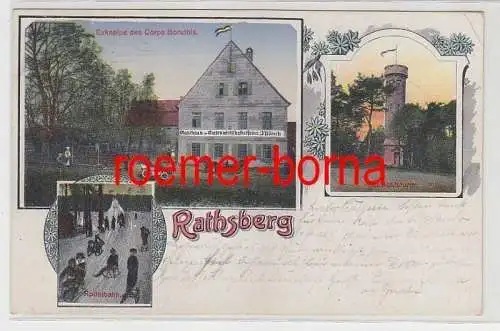 47826 Mehrbild Ak Rathsberg Exkneipe des Corps Boruthia 1914