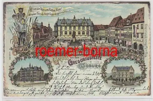 74210 Ak Lithografie Gruss von dem Gregoriusfeste in Coburg 1899