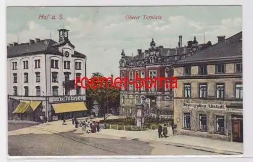 82508 Ak Hof Oberer Torplatz mit Restauration Altstadt 1912