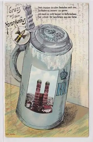 21316 Präge Ak Gruß aus dem Hofbräuhaus München Bierkrug 1921