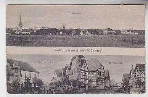 67311 Ak Gruß aus Gauerstadt (S.-Coburg) Totale Kaufhaus Hösch Hauptstraße 1924