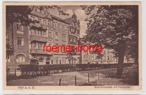 83992 Ak Hof a.d.S. Sophienstraße mit Parkhotel 1932