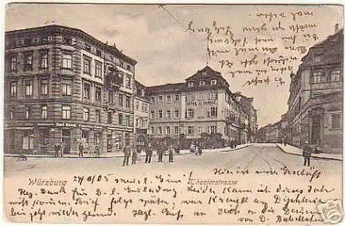 07859 Ak Würzburg Theaterstrasse Hotel de Russie 1905