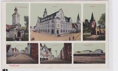 42786 Mehrbild AK Ingolstadt - Schloß, Postamt, Kreuztor & Straßenansichten