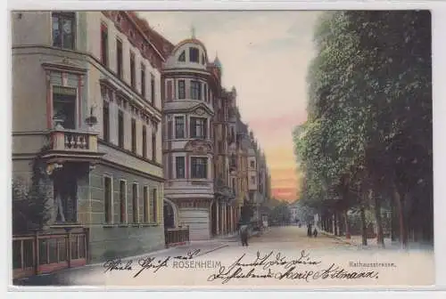 58716 AK Rosenheim - Rathausstrasse, Straßenansicht mit Villen 1903