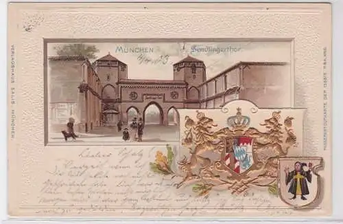 07522 Präge Passe Partout Ak München Sendlingerthor 1903