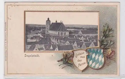 14025 Feldpost Passepartout AK Ingolstadt - Stadtansicht mit Kirche 1916