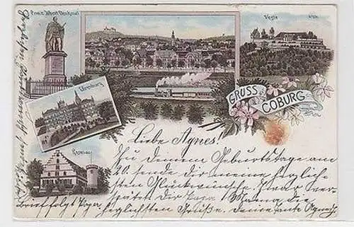 46118 Mehrbild Ak Lithographie Gruß aus Coburg 1899