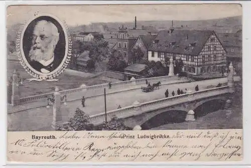 89079 Ak Bayreuth Prinz Ludwigbrücke 1905