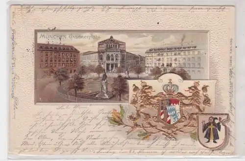 91272 Präge Passepartout AK München Gärtnerplatz 1900