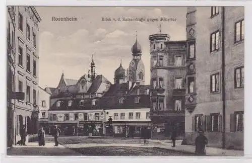 88283 AK Rosenheim - Blick v.d. Kaiserstraße gegen Mittertor, Straßenansicht