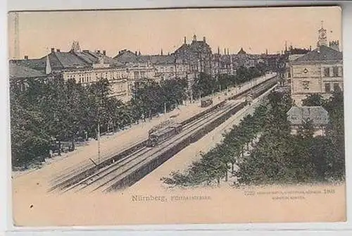 63918 Ak Nürnberg Fürtherstraße mit Bahnlinie um 1900