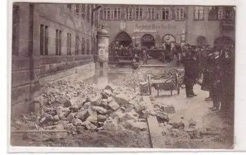 48940 Foto-Ak Nürnberg Augustinerstraße Hochwasser 1909