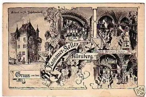 24964 Ak Gruß aus dem Nassauer Keller Nürnberg 1922