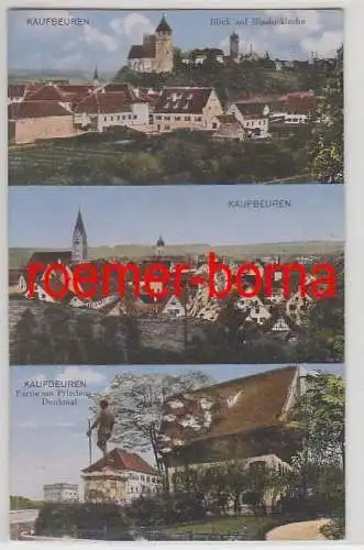 09182 Mehrbild Ak Kaufbeuren Partie am Friedensdenkmal, Blasiuskirche um 1910