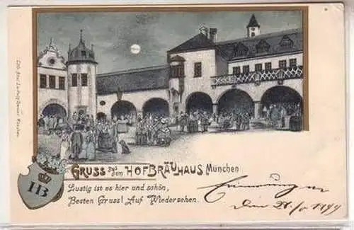 53654 Ak Lithographie Gruß aus dem Hofbräuhaus München 1899