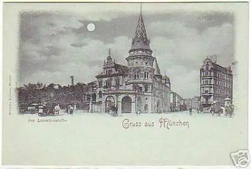 08777 Mondscheinkarte Gruss aus München um 1900