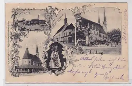 89163 AK Gruss aus Altötting - Hauptplatz, Pfarrkirche, Kapelle & Kloster 1904