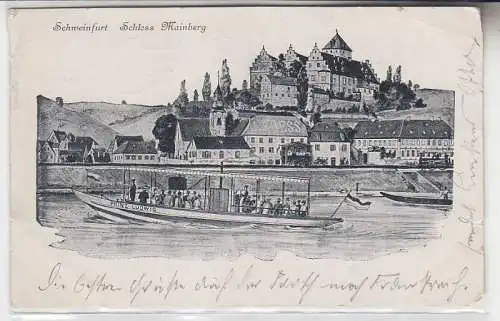 70914 Feldpost Ak Schweinfurt Schloss Mainberg Dampfer Prinz Ludwig 1916