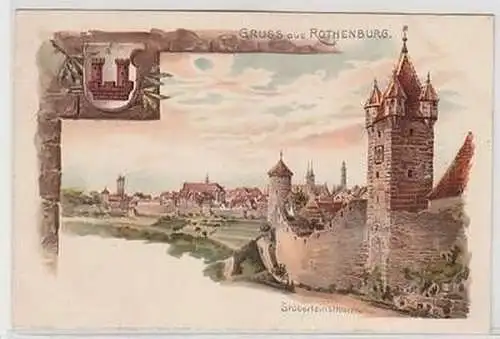 50552 Ak Lithographie Gruß aus Rothenburg um 1900