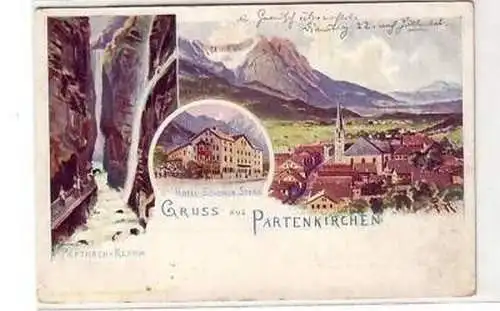 17312 Ak Lithographie Gruß aus Partenkirchen um 1910