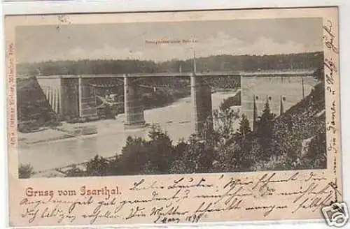 29819 Ak Gruß vom Isarthal Großhesseloher Brücke 1899