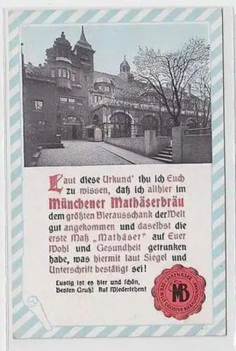 63168 Ak München Mathäser Bräu Gasthaus um 1920