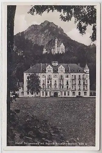 62328 Ak Hotel Schwansee mit Schloß Neuschwanstein um 1940