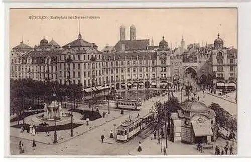 58026 Ak München Karlsplatz mit Nornenbrunnen 1916