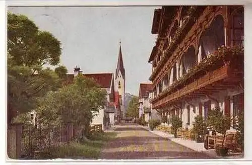 51398 Ak Oberstdorf Kirchstraße mit Löwen Dependance 1915