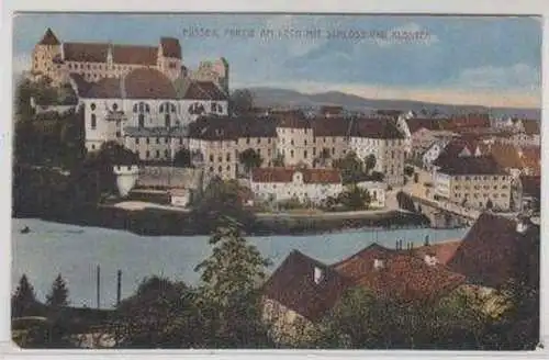 48794 Ak Füssen Partie am Lech Schloss u. Kloster um1910