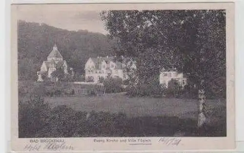 47236 Ak Bad Brückenau Kirche und Villa Füglein 1918