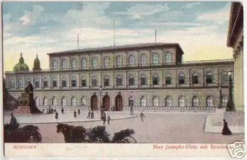 15813 Ak München Max Josephs Platz mit Residenz um 1920