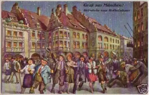 13779 Ak München Heimkehr vom Hofbräuhaus um 1910