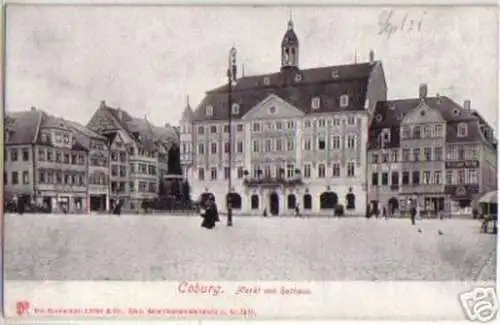 13598 Ak Coburg Markt mit Rathaus 1921