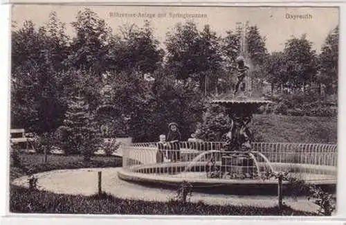 02318 Ak Bayreuth Röhrensee Anlage mit Springbrunnen