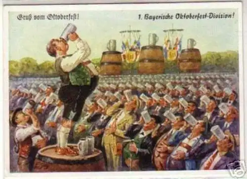 00151 Humor Ak Gruß vom Oktoberfest um 1950