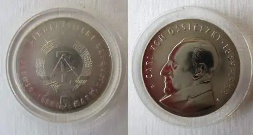 DDR Gedenk Münze 5 Mark Carl von Ossietzky 1989 Stempelglanz (168193)