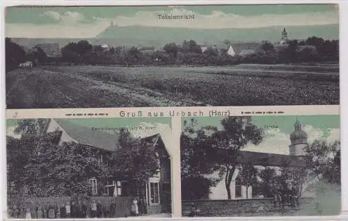 91724 Mehrbild Ak Gruß aus Urbach (Harz) Bekleidungsgeschäft, Kirche usw um 1920