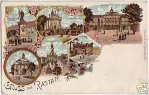 07433 Ak Lithographie Gruss aus Rastatt um 1900