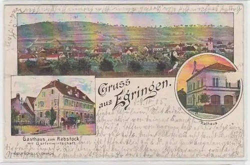 71320 Mehrbild Ak Gruß aus Egringen Gasthaus zum Rebstock, Rathaus usw. 1905