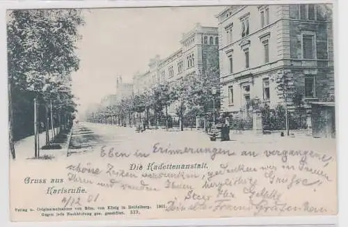 86668 AK Gruss aus Karlsruhe - Die Kadettenanstalt Allee Straßenansicht 1901