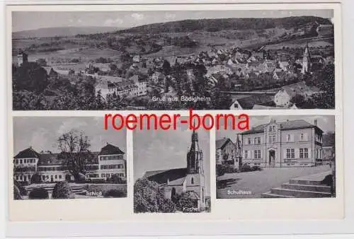 85266 Mehrbild Ak Gruß aus Bödigheim Totale, Schloß, Kirche, Schule um 1920