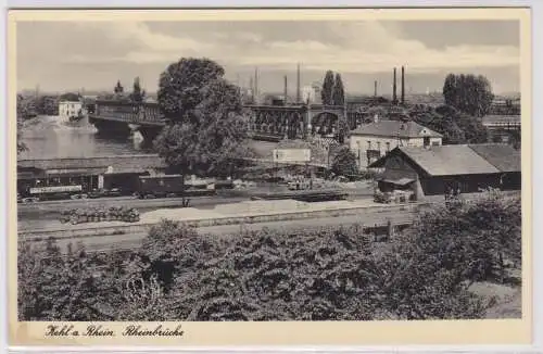 62209 Ak Kehl am Rhein - Blick auf die Rheinbrücke um 1930