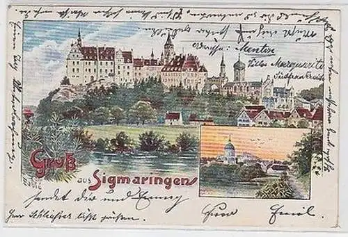 62055 Ak Lithographie Gruss aus Sigmaringen 1900