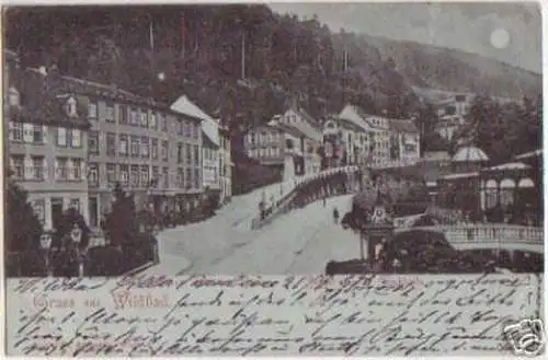 11109 Mondscheinkarte Gruss aus Wildbad 1898