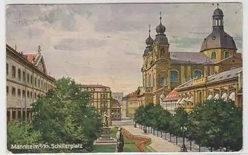 50870 Ak Mannheim am Rhein Schillerplatz 1915